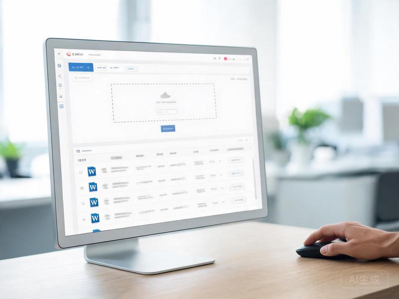WebFuture后台批量导入Word界面:一次上传多个文档,设置标题来源与格式清理选项,列表展示每份文件的处理状态
